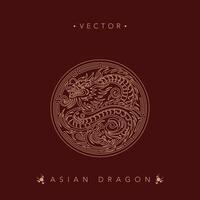 Intricate Golden Asian Dragon on Maroon Background vector