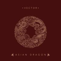 Ornate Circular Asian Dragon Vector Illustration