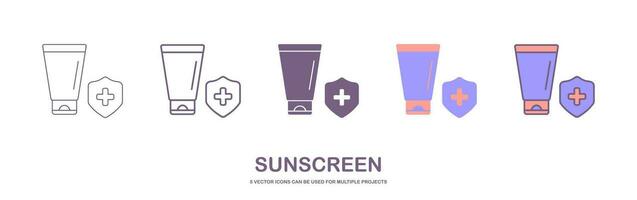 Simple sunscreen line icon. Stroke pictogram. Vector illustration isolated on a white background. Premium quality symbol. Vector sign for mobile app