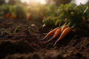 AI generated Ripe carrots harvested at a vegetable farm. carrot harvest and cultivation concept. Neural network AI generated photo