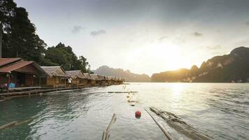 raft floating on water in dam againts sky video