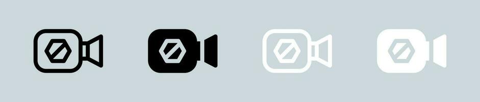 bloquear vídeo icono conjunto en negro y blanco. proteccion señales vector ilustración.