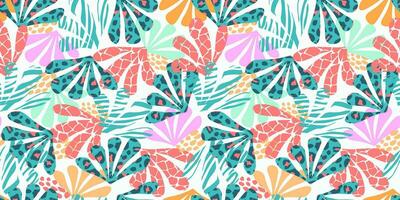 Seamless pattern with abstract exotic, tropical leaves, animal print. Vector graphics.