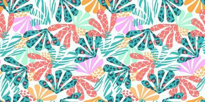 Seamless pattern with abstract exotic, tropical leaves, animal print. Vector graphics.