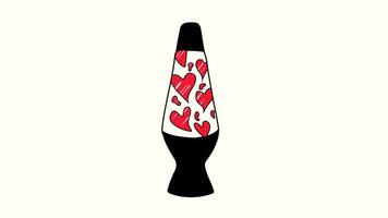 Vintage lava lamp. Video hand drawn animation design element. Alpha channel transparency