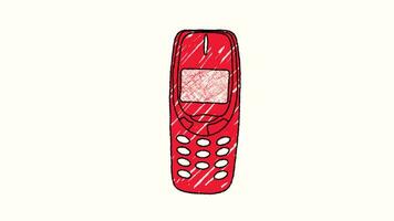 Old fashion phone.Video hand drawn animation design element. Alpha channel transparency video