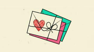 Envelope with love sticker.Video hand drawn animation design element. video