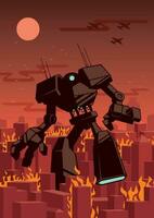 gigante robot dibujos animados vector