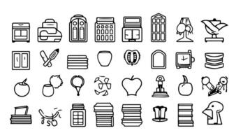 haz de colegio suministros íconos vector ilustración icono de diseño conjunto línea estilo.