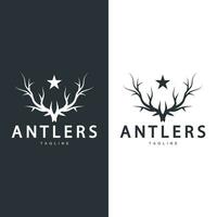 Deer Antlers Logo Design Hunter Antlers Forest Animal Symbol Illustration vector