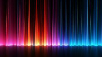 AI generated Abstract colorful neon lights on black background. Dynamic glowing straight neon lines over the dark color. Fast moving light effect, data transfer concept light. Generative AI photo