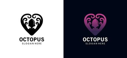Modern abstract love octopus logo design vector