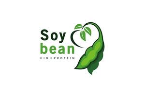 Modern green love soybean logo design vector