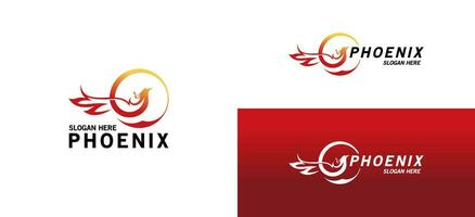 Creative phoenix bird logo template, modern abstract firebird vector illustration