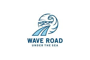 Sea road logo design, Underwater road vector illustration with creative waves concept