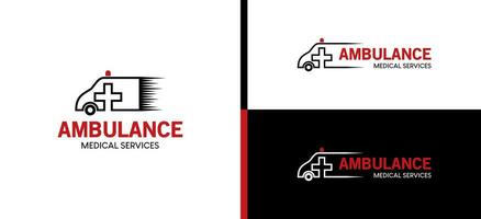 Ambulance car logo design, medical ambulance fast service vector illustration