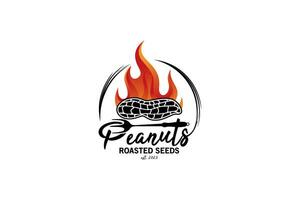 Modern hot roasted peanuts logo design vector