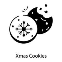 fácil a editar lineal icono de Navidad galletas vector