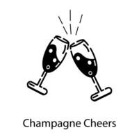 Premium glyph icon depicting champagne cheers vector