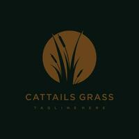 Cattails grass logo design template vector illustration with creative idea