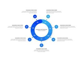 circulo redondo infografía diseño modelo con Siete opciones vector