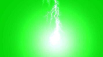 Lightning strike electric thunder energy spark animation effect overlay isolated on green screen background video