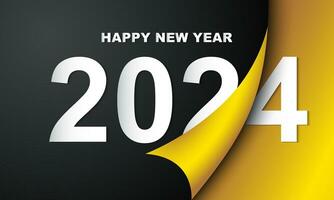 Happy New Year 2024 greeting card design template. vector