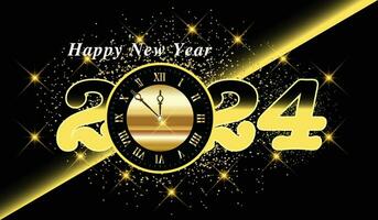 Happy New Year 2024 luxurious design. creative New Year  black and golden Template for personal or corporate use. easily editable vector