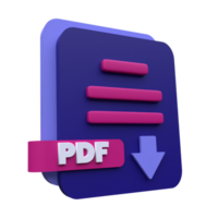 unique 3d rendering download pdf file icon simple.Realistic vector illustration. png