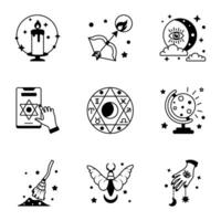 haz de astrología magia línea íconos vector