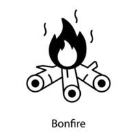 Trendy glyph style icon of a bonfire vector