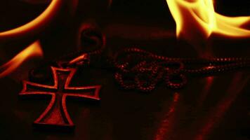 Christian Religion Symbol Cross on Fire video