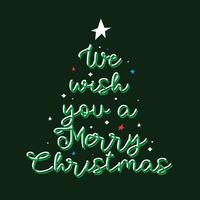 We wish you a Merry Christmas. Hand Drawn Greeting Card Lettering Calligraphy. Dark background. vector