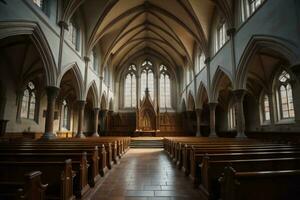 ai generado interior ver de S t. de juan catedral en Dublín, generativo ai foto