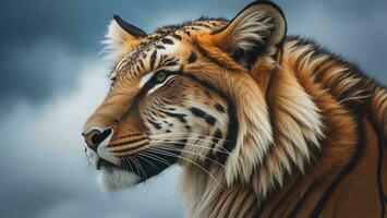 AI generated Close-up of a beautiful Siberian tiger Panthera tigris altaica. generative ai photo