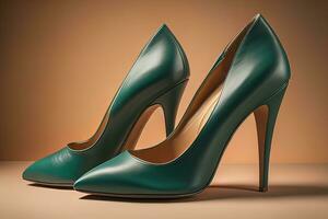 AI generated High heel women shoes on a solid colour background. ai generative photo