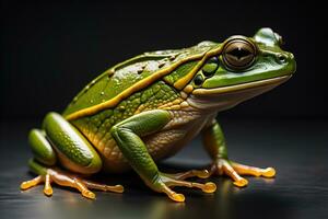 AI generated European tree frog, Hyla arborea isolated on solid colour background. ai generative photo