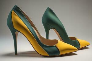 AI generated High heel women shoes on a solid colour background. ai generative photo