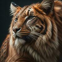 AI generated Portrait of a tiger on a black background. Close-up. ai generated photo
