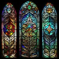 AI generated Stained glass window in the Gothic style. Stained glass window. generative ai photo