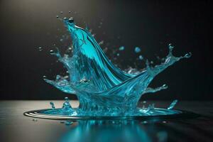 AI generated Water splash on black background. generative ai photo