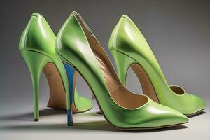 AI generated High heel women shoes on a solid colour background. ai generative photo