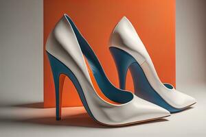 AI generated High heel women shoes on a solid colour background. ai generative photo