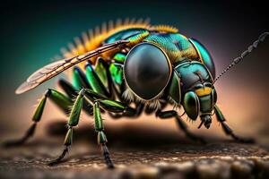 AI generated Close-up of a fly in nature. generative ai. photo
