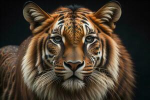 AI generated Portrait of a tiger on a black background. Close-up. ai generated photo