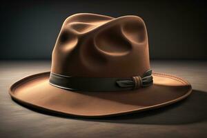 AI generated Cowboy hat on a wooden table. ai generative photo