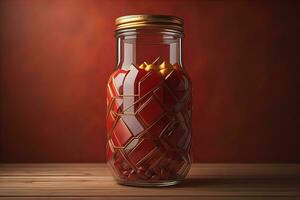 AI generated Glass vase with geometric pattern on dark background. Ai generative photo