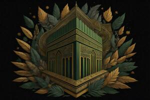 AI generated Illustration of islamic holy Kaaba. generative ai photo