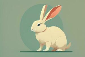 AI generated Vector illustration of a cute white rabbit sitting on a gray background. ai generative photo