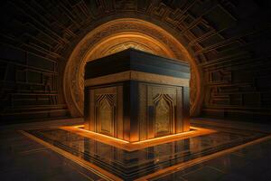 AI generated Kaaba- holy place of Muslims.  public item of all muslims. generative ai photo
